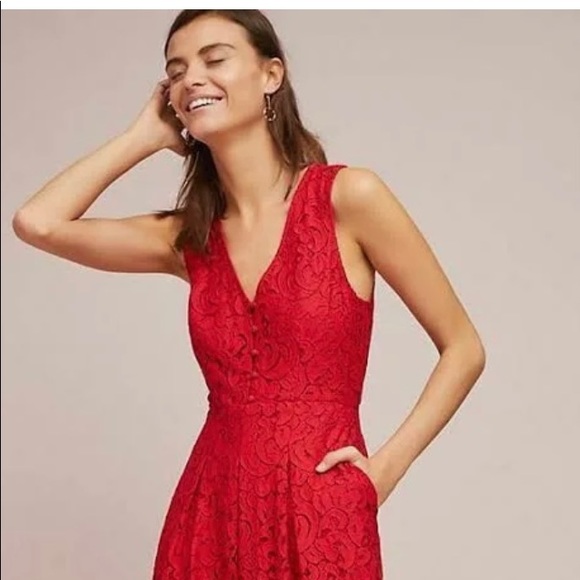 Moulinette Soeurs red lace jumpsuit - Picture 3 of 3